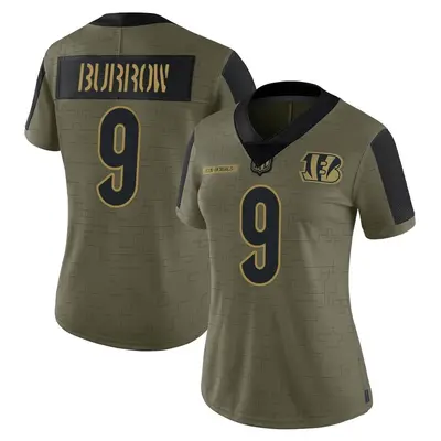 Women's 2021 Cincinnati Bengals #9 Joe Burrow Black Alternate Game Jersey